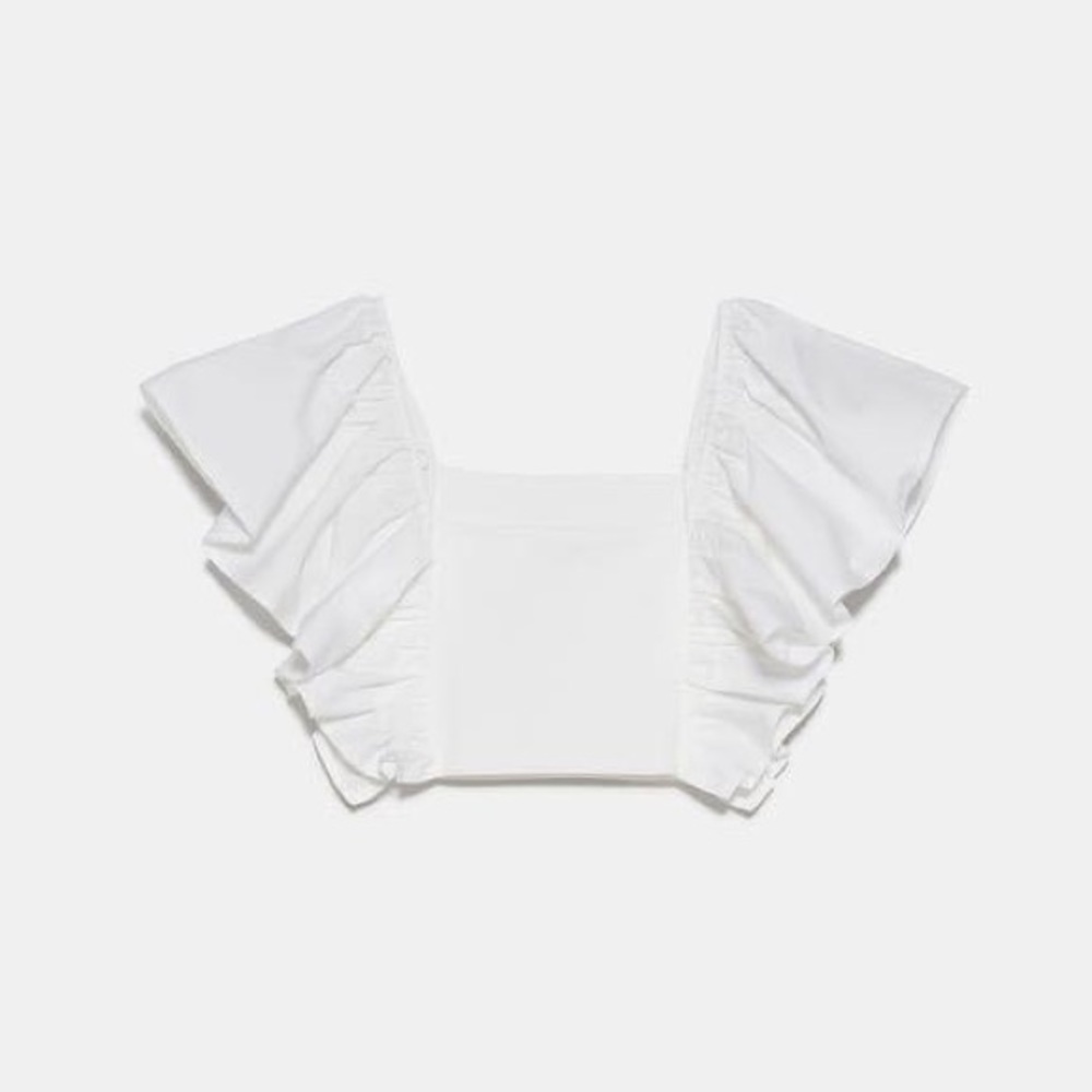 Zara ruffled butterfly sleeve top S